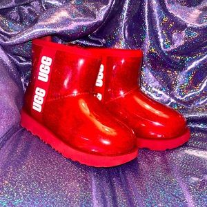 Kids clear mini red uggs